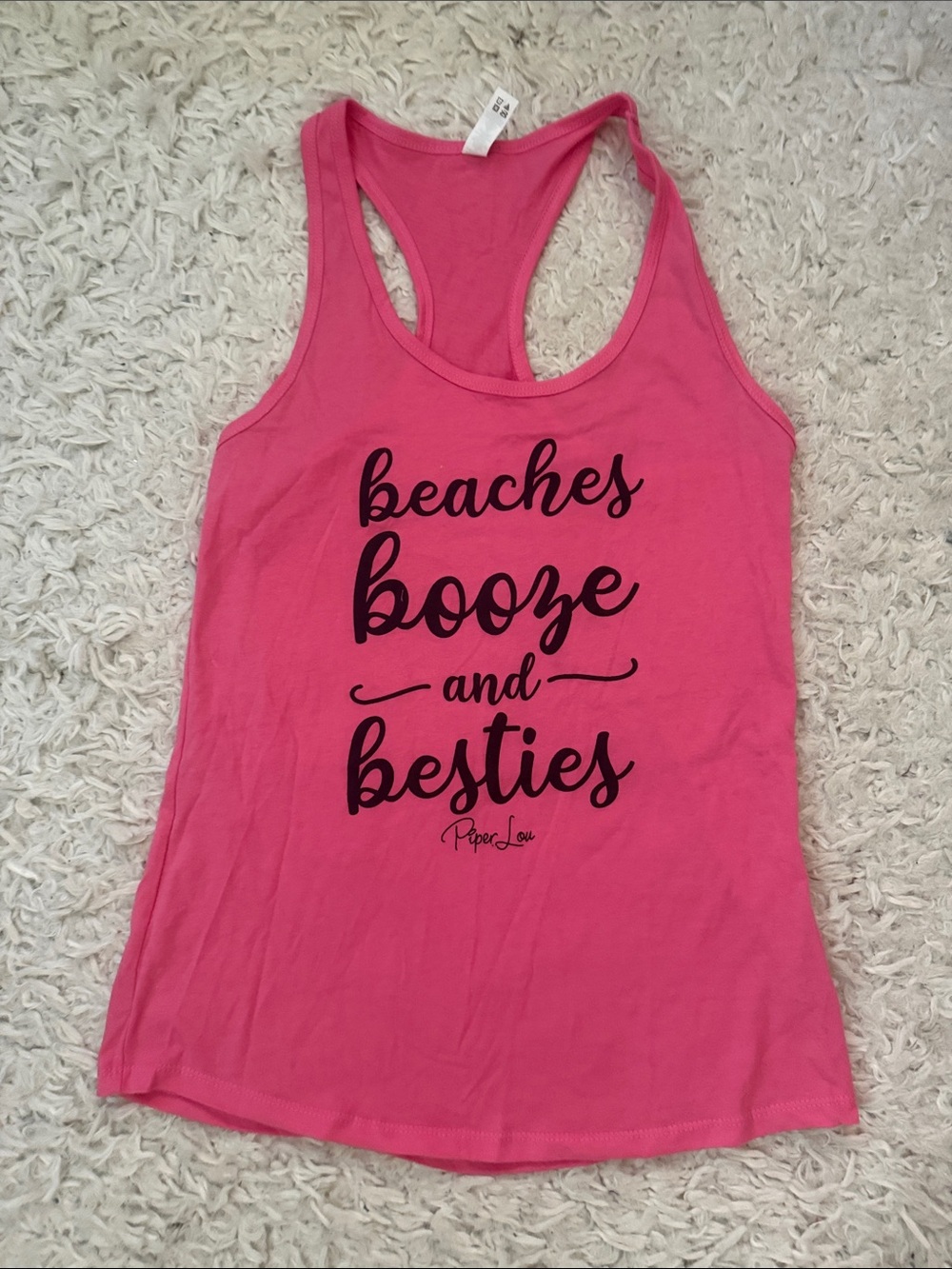 Piper Lou Hot Pink Racerback Tank with Black Script